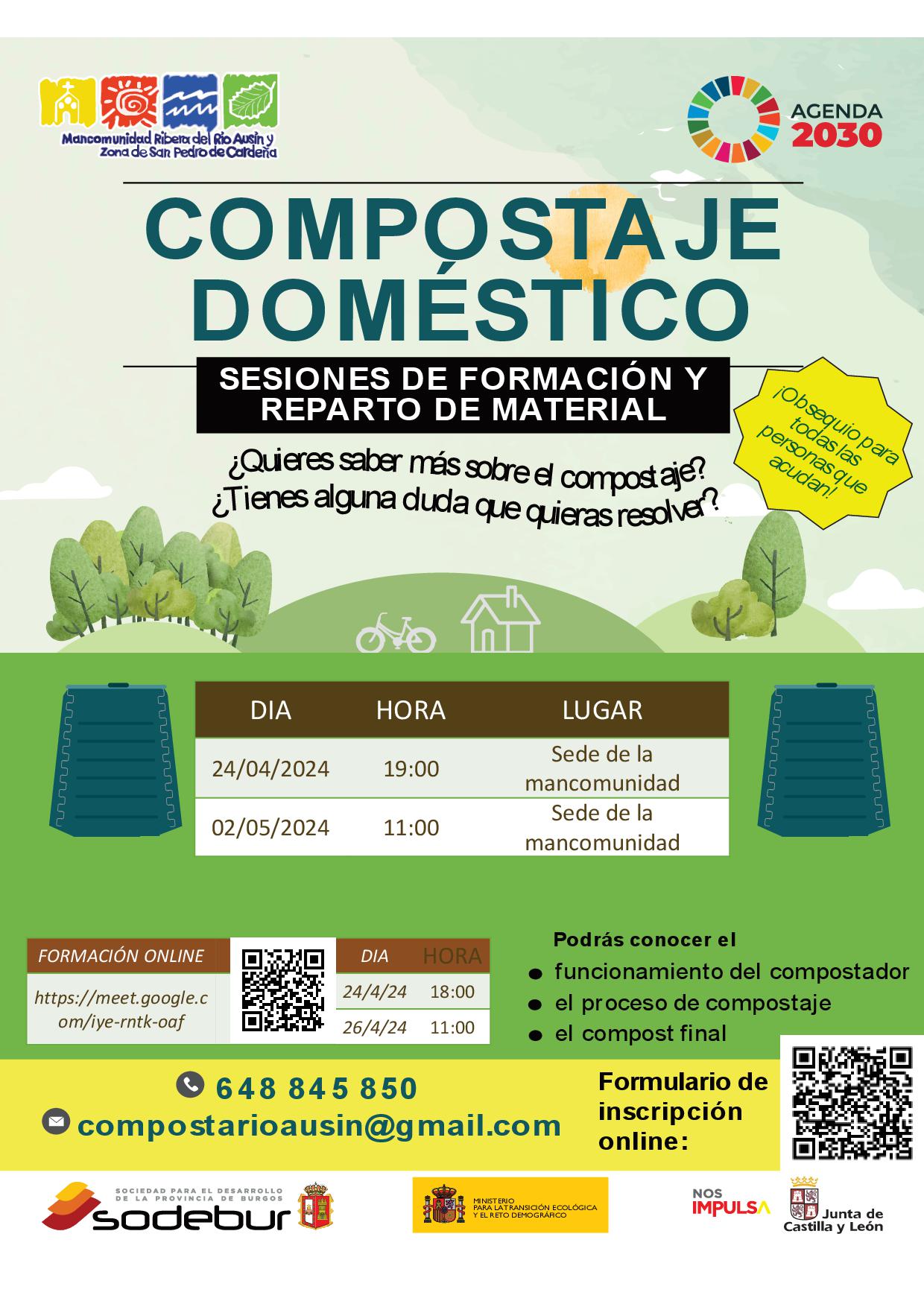 COMPOSTAJE DOMÉSTICO. SESIONES DE FORMACIÓN Y REPARTO DE MATERIAL