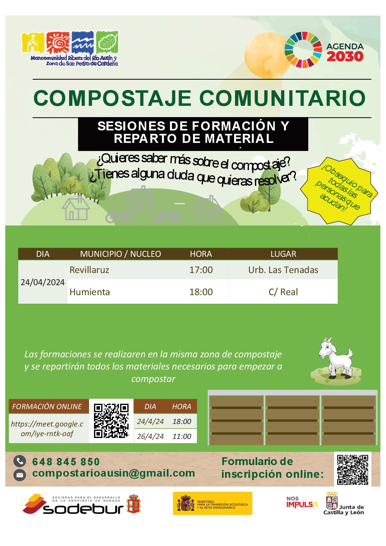 COMPOSTAJE COMUNITARIO EN HUMIENTA. SESIONES DE FORMACIÓN Y REPARTO DE MATERIAL